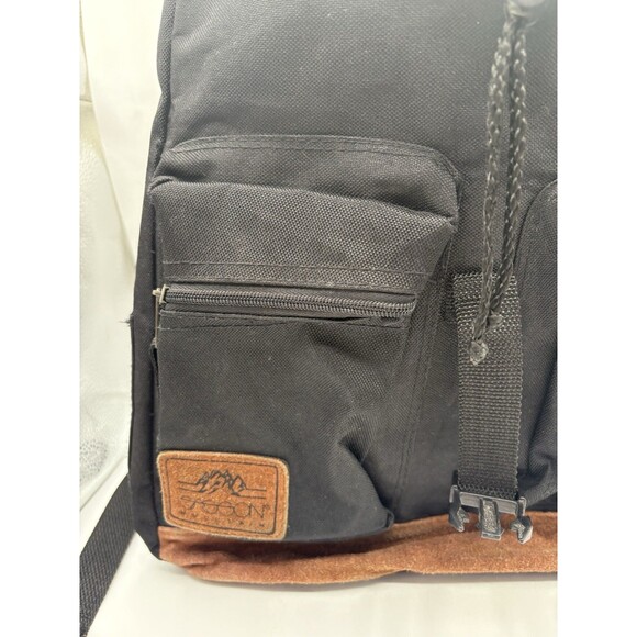Vintage 90s Sasson Canvas Backpack w/ Suede Trim – Rare Retro - Picture 4 of 16